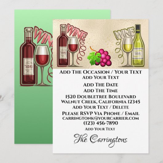 ワインと友人 招待状 (正面/裏面)