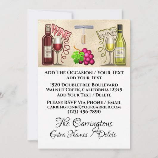 ワインと友達 - 裏面参照 - 招待状 (正面)