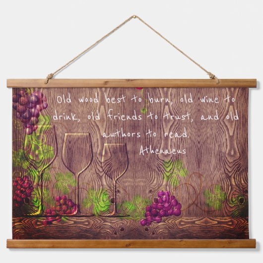 ワインと壁のタペストリー引用文 吊り下げ型タペストリー (正面)