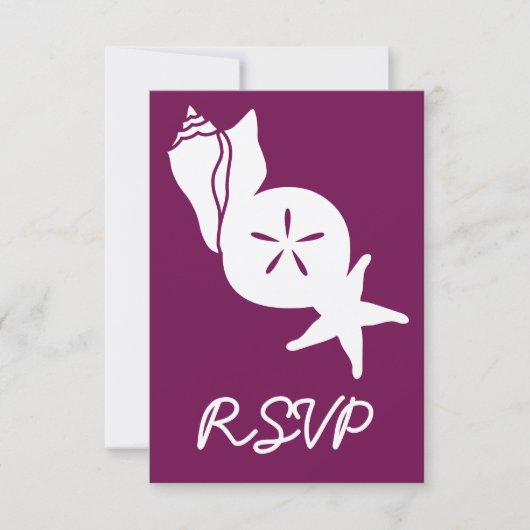 ワインと夏の貝殻モチーフのRSVPカード 出欠カード (正面)