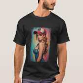 ワインと女性と歌の美しいグラフィック画像のメンズTシャツ Tシャツ (正面)
