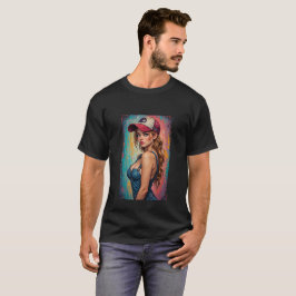 ワインと女性と歌の美しいグラフィック画像のメンズTシャツ Tシャツ