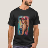 ワインと女性と歌の美しいグラフィック画像のメンズTシャツ Tシャツ (正面)