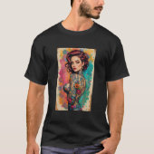 ワインと女性と歌の美しいグラフィック画像のメンズTシャツ Tシャツ (正面)