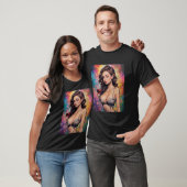 ワインと女性の美しいグラフィック画像 メンズ Tシャツ (ユニセックス)