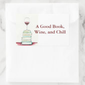 ワインと書籍のバンパーステッカー 長方形シール (バッグ)