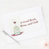 ワインと書籍のバンパーステッカー 長方形シール (封筒)