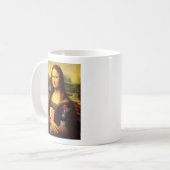 ワインと本のモナ・リザ ユーモア コーヒーマグカップ (正面左)