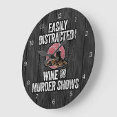 ワインと殺人番組に気が散る ラージ壁時計 (傾斜)