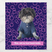 ワインと犬とビーチ!独自の写真文字の追加 ワインラベル (シングルラベル)