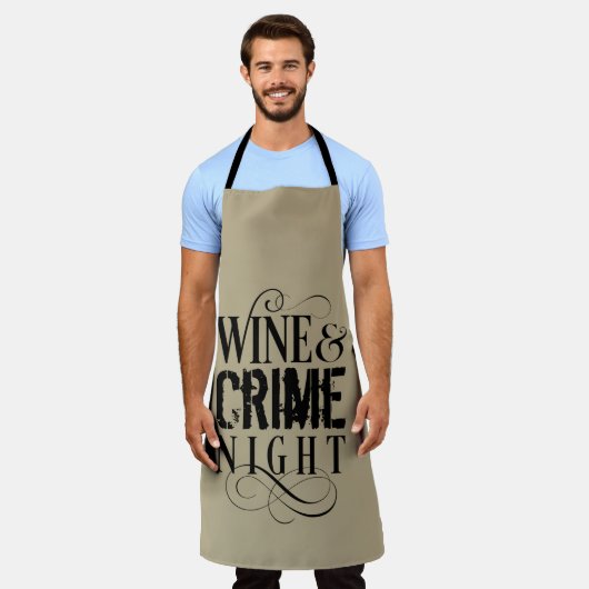 ワインと犯罪の夜 – 真おもしろいの犯罪のエプロン エプロン (着用した状態)