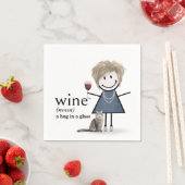 ワインと猫の棒人間ガール スタンダードカクテルナプキン (インサイチュ)