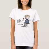 ワインと猫を使ったフィギュアの少女 Tシャツ (正面)