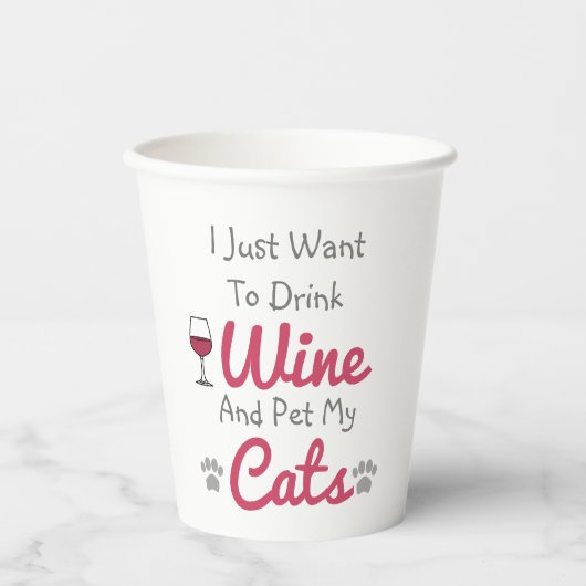 ワインと猫 紙コップ (正面)