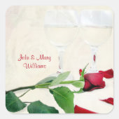 ワインと赤いバラ スクエアシール (正面)