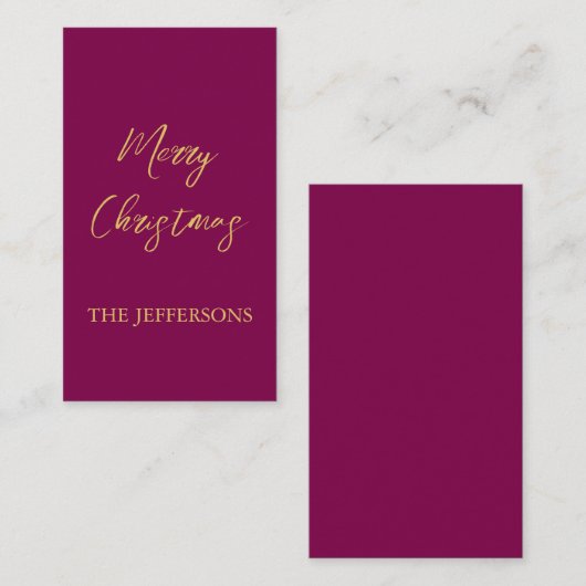 ワインと金ゴールドの色メリークリスマス エンクロージャーカード (正面/裏面)