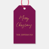 ワインと金ゴールドの色メリークリスマス ギフトタグ (正面)
