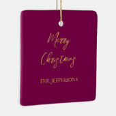 ワインと金ゴールドの色メリークリスマス セラミックオーナメント (右)