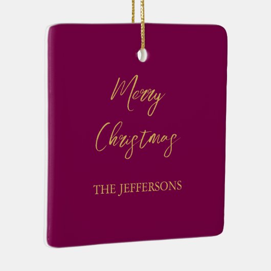 ワインと金ゴールドの色メリークリスマス セラミックオーナメント (右)