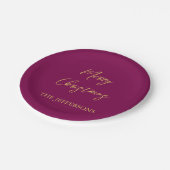 ワインと金ゴールドの色メリークリスマス ペーパープレート (アングル)