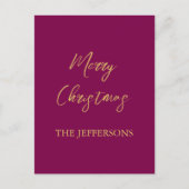 ワインと金ゴールドの色メリークリスマス ポストカード (正面)