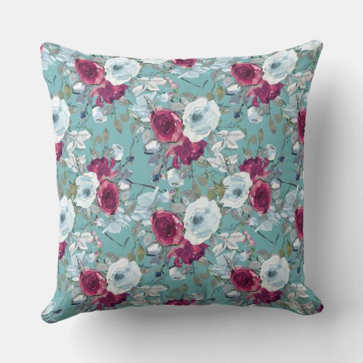 ワインと青い花オンブルー装飾用クッション クッション (裏面)