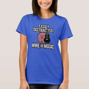 ワインと音楽のTシャツに気を取られる Tシャツ