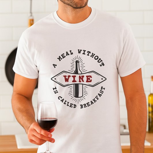 ワインなしの食事は朝食と呼ばれる Tシャツ