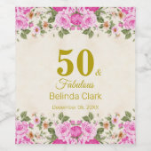 ワインに花を添えた50きらめく&素晴らしい ワインラベル (シングルラベル)