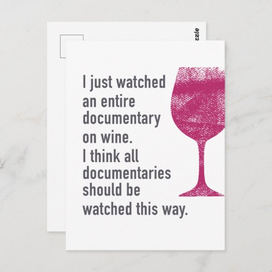 ワインに関するドキュメンタリーを見る…唯一の方法 ポストカード (正面/裏面)