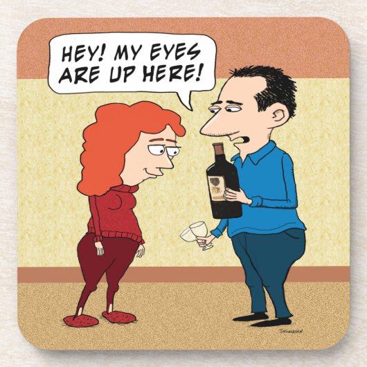 ワインのおもしろいな目 コースター (正面)