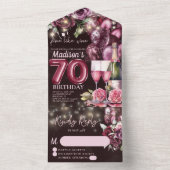 ワインのような上質さ ラグジュアリー70歳誕生日 返信 オールインワン招待状 (内側)