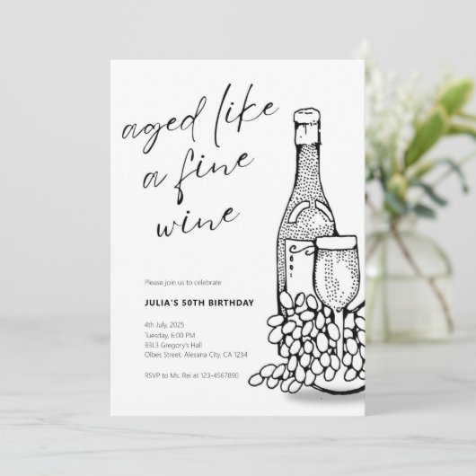ワインのように年を取った素晴らしミニマリスト老舗招待状 招待状 (スタンド正面)