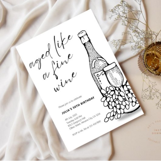 ワインのように年を取った素晴らしミニマリスト老舗招待状 招待状