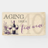 ワインのように素晴らし老化40歳の誕生日 横断幕 (横)