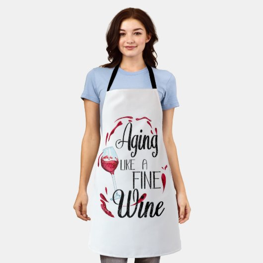 ワインのように老化素晴らしする エプロン (着用した状態)