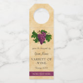 ワインのエレガントなヴィンテージの紫色のブドウのカスタムのテンプレート ボトルネックタグ
