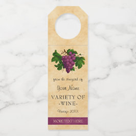 ワインのエレガントなヴィンテージの紫色のブドウのカスタムのテンプレート ボトルネックタグ