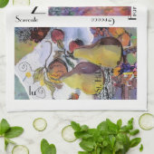 "ワインのガラスが付いているフルーツ" キッチンタオル (折り畳み)