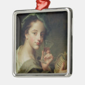 ワインのガラスを持つ女性 メタルオーナメント (左)