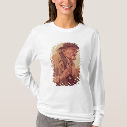 ワインのガラスを持つ老人 Tシャツ (正面)