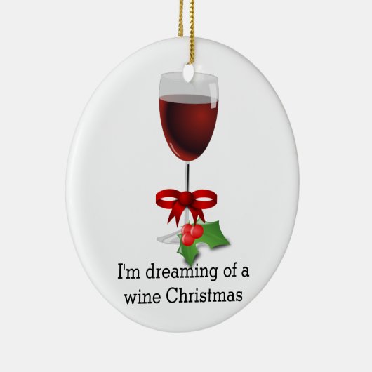 ワインのクリスマスのおもしろいな休日の夢を見ること セラミックオーナメント (右)