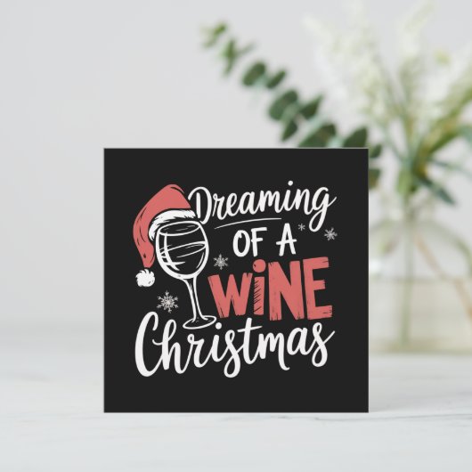 ワインのクリスマスパーティーを夢見る 面白い飲酒 シーズンカード (スタンド正面)