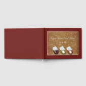 ワインのグラスとワインの試飲、星空の金ゴールド ゲストブック (全面)