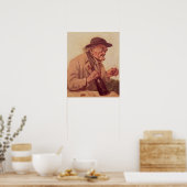 ワインのグラスを持った老人 ポスター (キッチン)