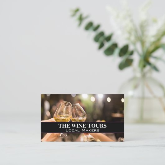 ワインのグラスを自慢 名刺 (スタンド正面)