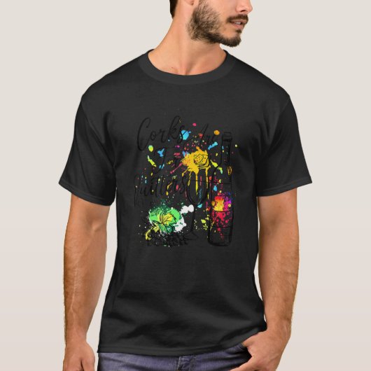 ワインのコルクはワインを飲むヴィンテージ Tシャツ (正面)