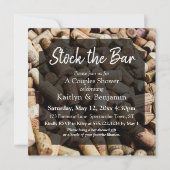 ワインのコルク写真、ストックバーカップルのシャワー2 招待状 (正面)