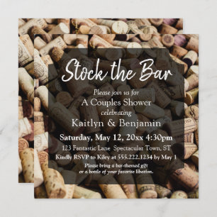ワインのコルク写真、ストックバーカップルのシャワー2 招待状
