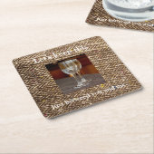 ワインのコースターのツイードのカップル スクエアペーパーコースター (アングル)